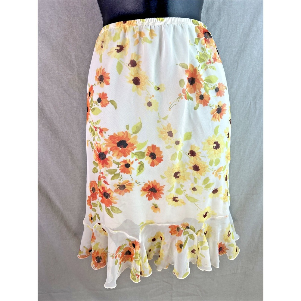 Vtg Fashion Bug Skirt Summer Beach Floral Womens Cottagecore‎ Romantic ruffle M